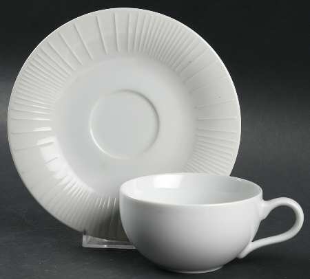 Linea White (Ribbed) Flat Cup & Saucer Set