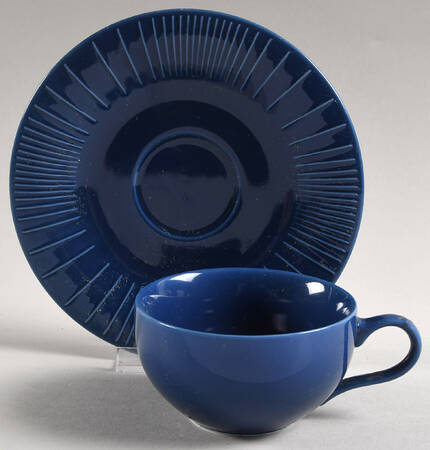 Linea Blue Flat Cup & Saucer Set