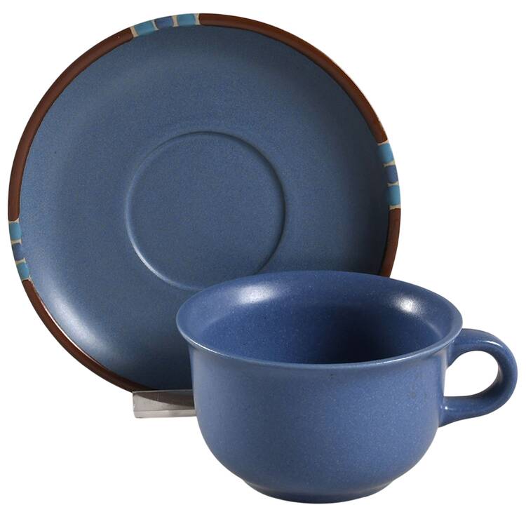 Mesa Sky Blue Flat Cup & Saucer Set