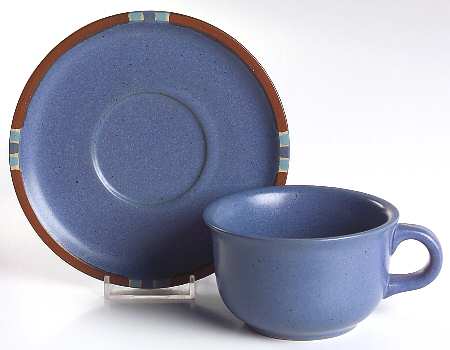 Mesa Sky Blue Flat Cup & Saucer Set