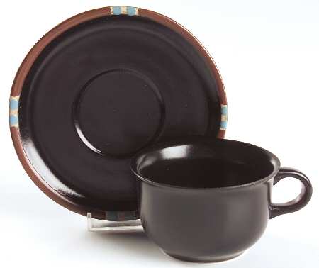 Mesa Black Flat Cup & Saucer Set