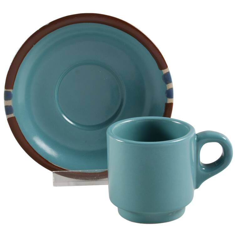 Mesa Turquoise Flat Demitasse Cup & Saucer Set