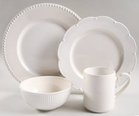 Miss Match White 4 Piece Place Setting
