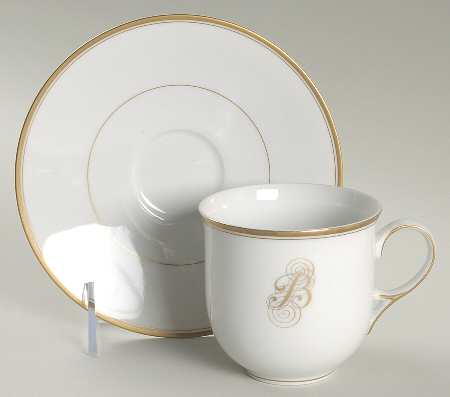 Monogram Gold Flat Cup & Saucer Set