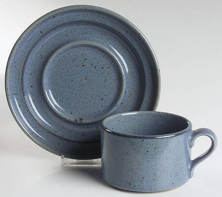 Nielstone Blue Flat Cup & Saucer Set