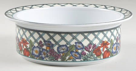 Nordic Garden-Lattice & Ribbon 9" Round Vegetable Bowl