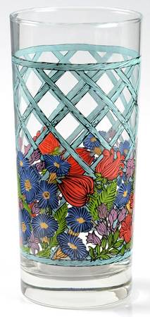 Nordic Garden-Lattice & Ribbon Glassware Flat Tumbler