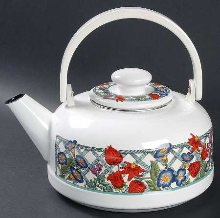 Nordic Garden-Lattice & Ribbon Metal Kettle & Lid