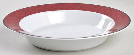 Ruby Flowers Rim Soup Bowl