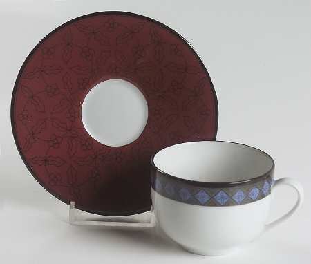 Ruby Flowers Flat Demitasse Cup & Saucer Set