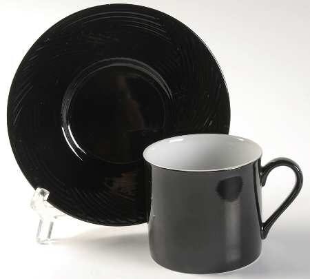 Tapestries Midnight Black Flat Cup & Saucer Set