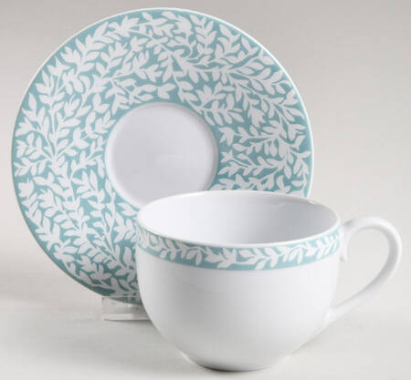 Trellis Mint Green Flat Cup & Saucer Set