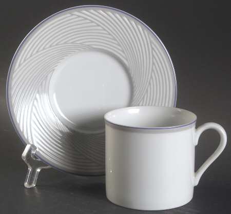 Twill Blue Flat Cup & Saucer Set