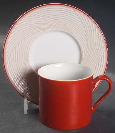 Twill Red Flat Cup & Saucer Set