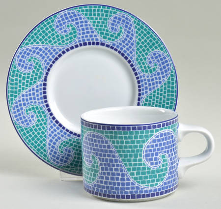 Waves Flat Cup & Saucer Set by Dansk