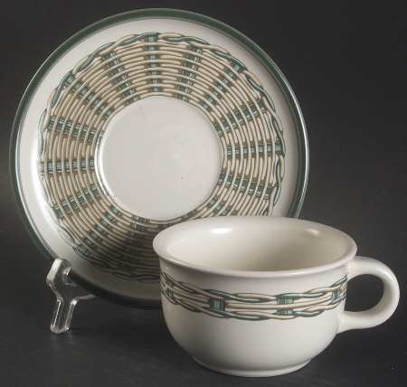 Wicker Flat Cup & Saucer Set