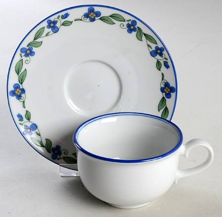 Wild Flowers Blue Flat Cup & Saucer Set