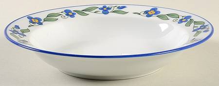 Wild Flowers Blue Rim Soup Bowl