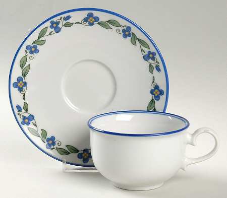 Wild Flowers Blue Flat Cup & Saucer Set