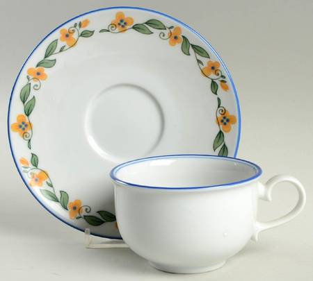 Wild Flowers Yellow Flat Cup & Saucer Set