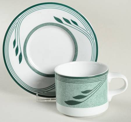 Willoworks Green Flat Cup & Saucer Set