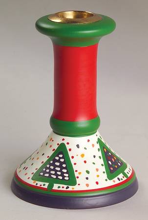 Winterfest 4" Single Light Wood Candlestick