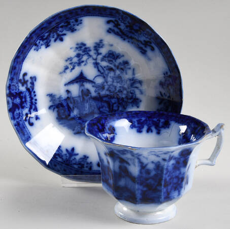 Amoy (Flow Blue) Oversized Cup & Saucer Set