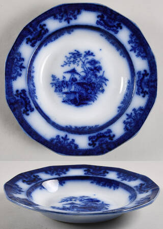 Amoy (Flow Blue) Rim Soup Bowl