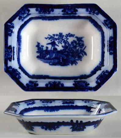 Amoy (Flow Blue) 9" Oval Vegetable Bowl