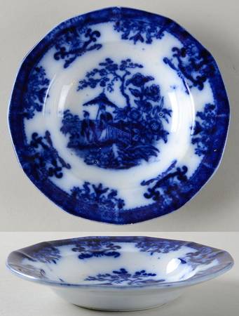 Amoy (Flow Blue) Rim Fruit/Dessert (Sauce) Bowl