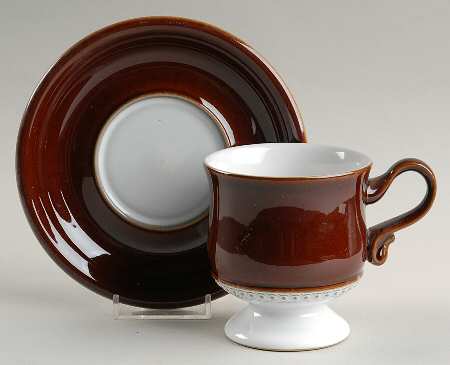 Cognac Footed Cup & Saucer Set