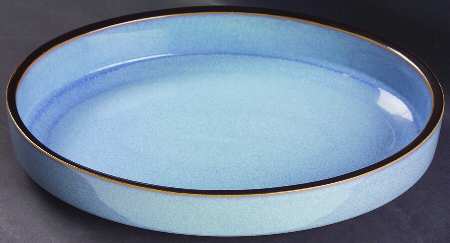 Corfu Blue and Rust 11" Oval Baker