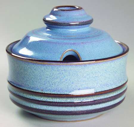 Corfu Blue and Rust Sugar Bowl & Lid