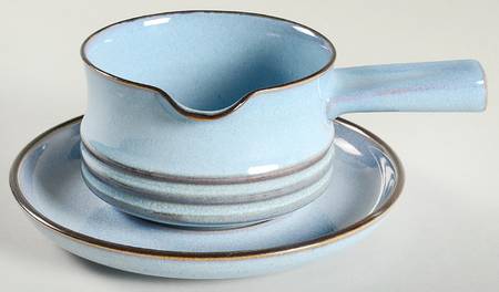 Corfu Blue and Rust Gravy Boat & Underplate