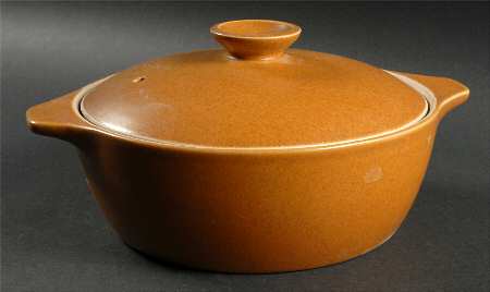 English Brown Round Covered Vegetable