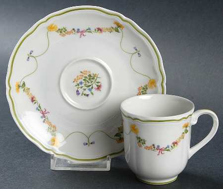 Garland Crown Flat Demitasse Cup & Saucer Set