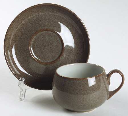 Greystone Flat Cup & Saucer Set by Denby-Langley