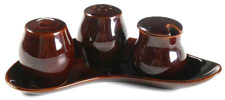 Homestead Brown Salt & Pepper, Mustard with Lid & Tray