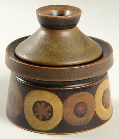 Samarkand Brown Small Covered Jar & Lid