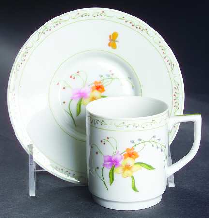 Wild Bouquet Flat Demitasse Cup & Saucer Set