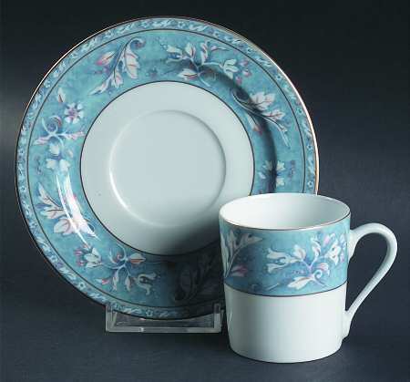 Acanthus Blue Flat Demitasse Cup & Saucer Set