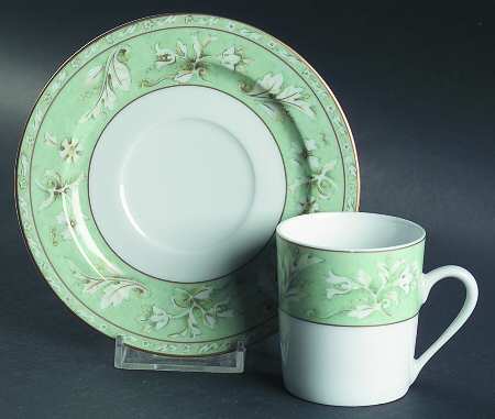 Acanthus Green Flat Demitasse Cup & Saucer Set