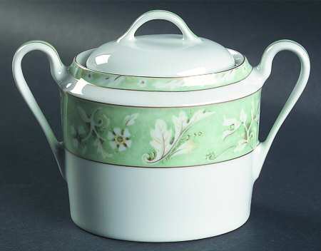 Acanthus Green Sugar Bowl & Lid