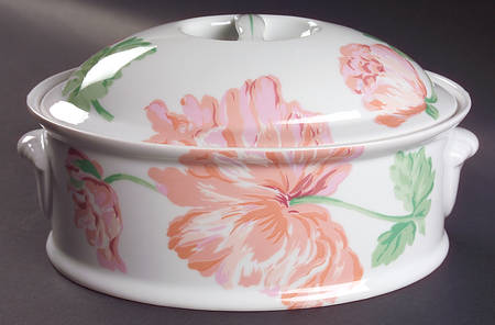 Fleurs 2.25 Quart Oval Covered Casserole