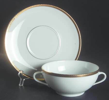 Laurel Gold Flat Cream Soup Bowl & Saucer Set