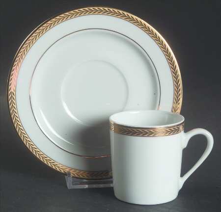 Laurel Gold Flat Demitasse Cup & Saucer Set