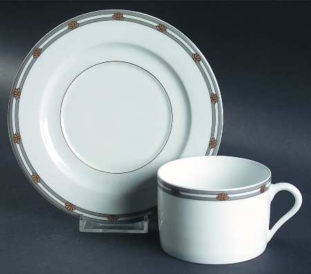 Montaigne Grey Flat Cup & Saucer Set
