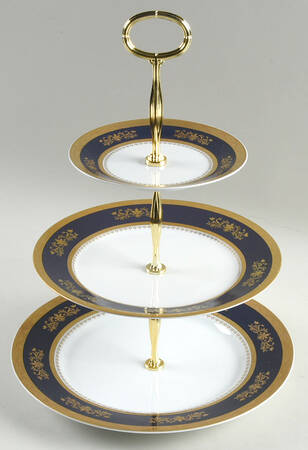 Orsay Cobalt Blue 13 7/8"-14 1/4" 3-Tiered Serving Tray(DP,SP,BB) HC