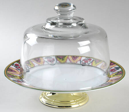 Persepolis 6 1/2"-7 1/2" Footed Cheese Plate w/ Glass Dome HC