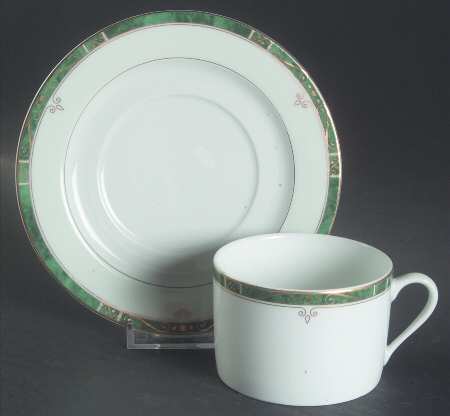 Scala Green Flat Cup & Saucer Set